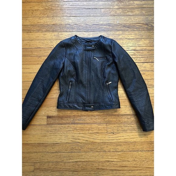 YOKI Women Black Quilted Faux Leather Motorcycle Crop Jacket Coat size S - Picture 1 of 6